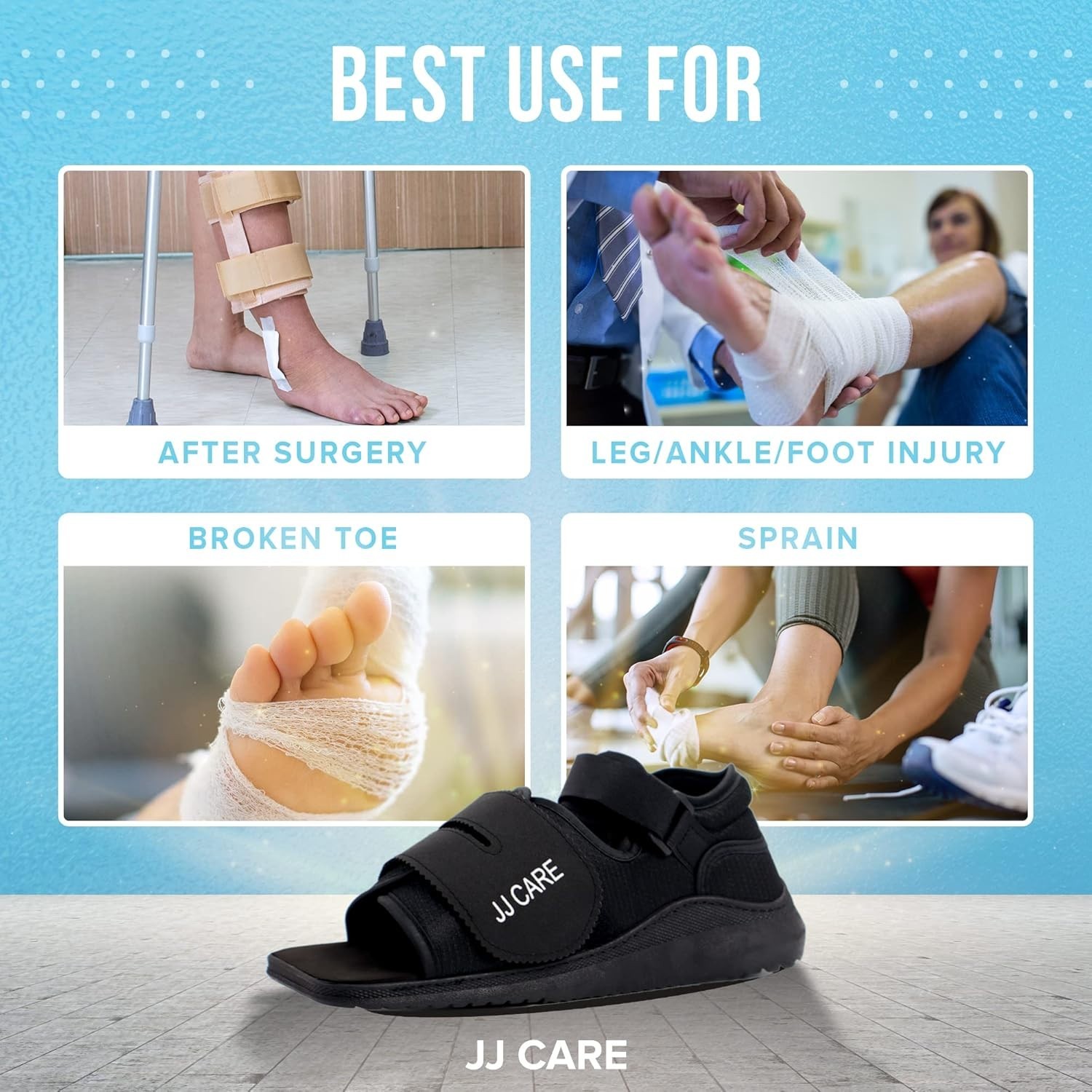JJ CARE Post Op Shoe Medical Walking Cast for Broken Foot Toe Ankle Surgery Larg