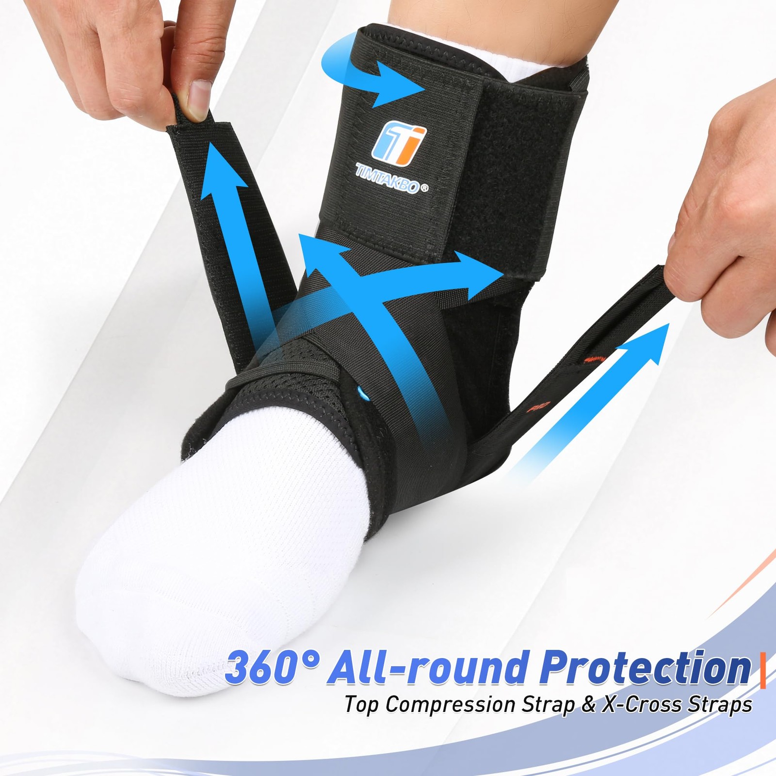 TIMTAKBO Figure‑8 Quick Lace Up Ankle Brace with Side Splints, Women Men