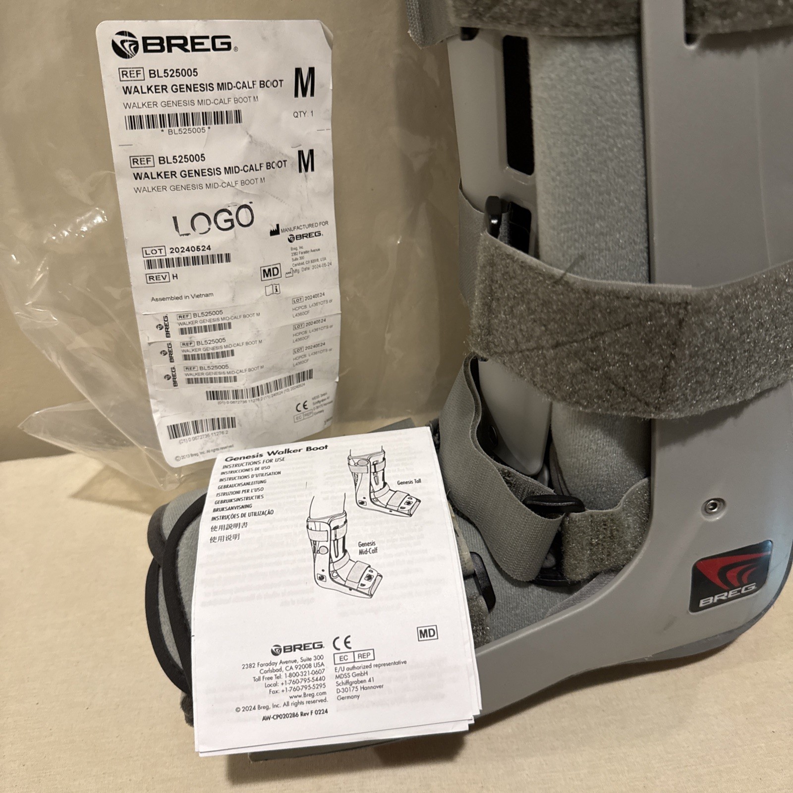 Breg Walker Genesis Mid-Calf Boot – Size Medium (BL525005) Post-Op Air Walker