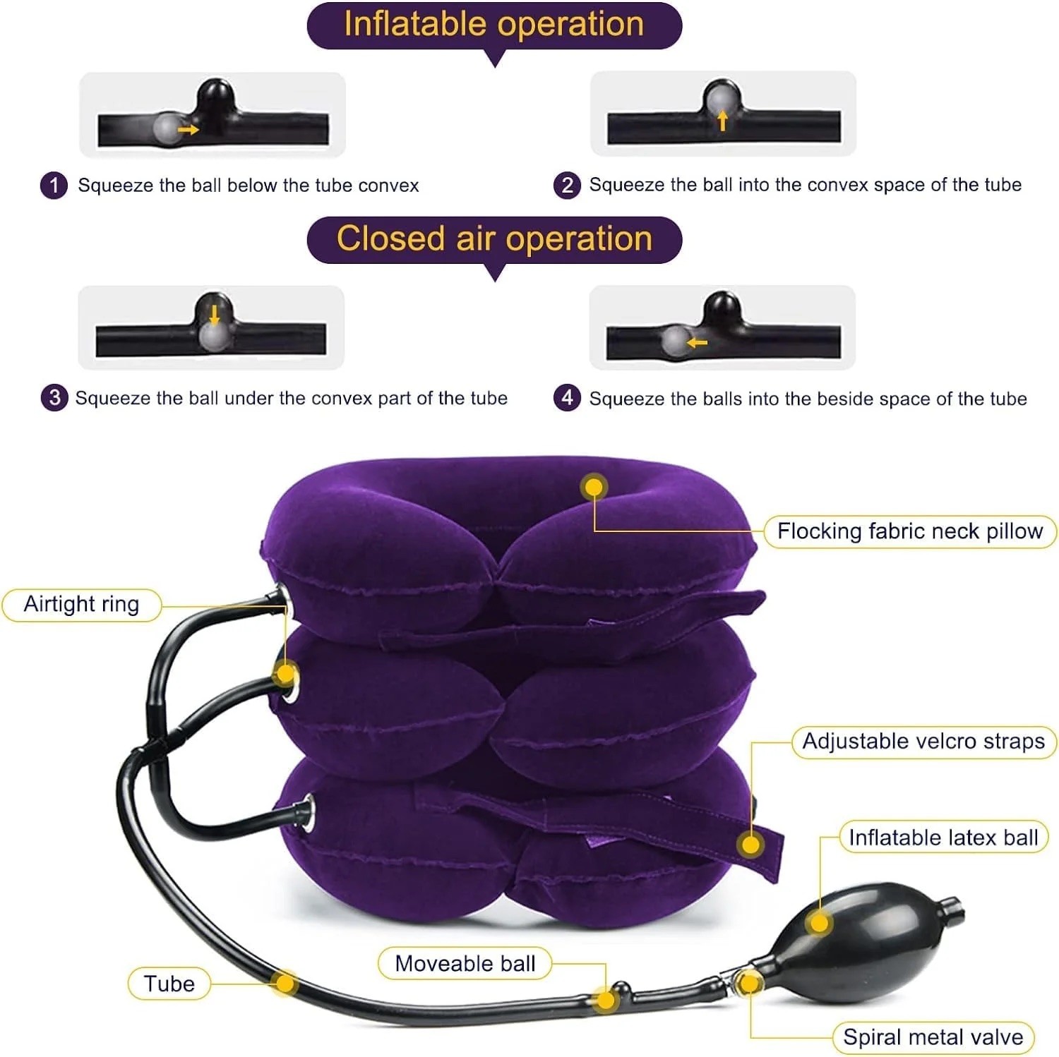 Inflatable Cervical Traction Device Neck Pain Relief Adjustable Neck Stretcher