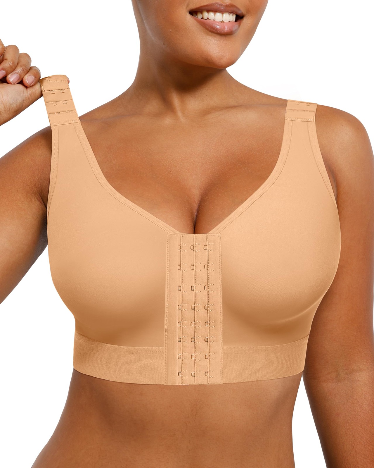 SHAPELLX Women Post Surgery Bra Front Closure Wireless Everyday Bra Post Op S…
