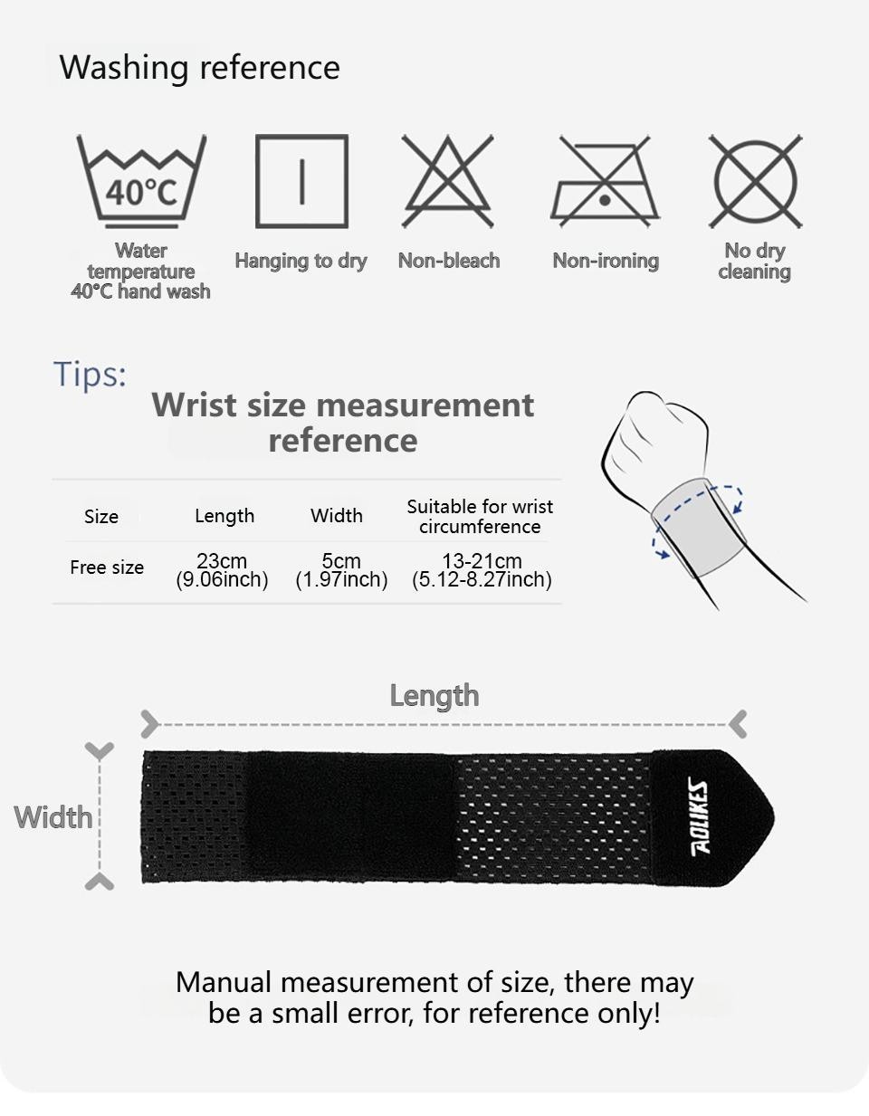 Aolikes Wrist Band Support Sleeve Gym Support Wrist Brace Wrap Breathable Elasti
