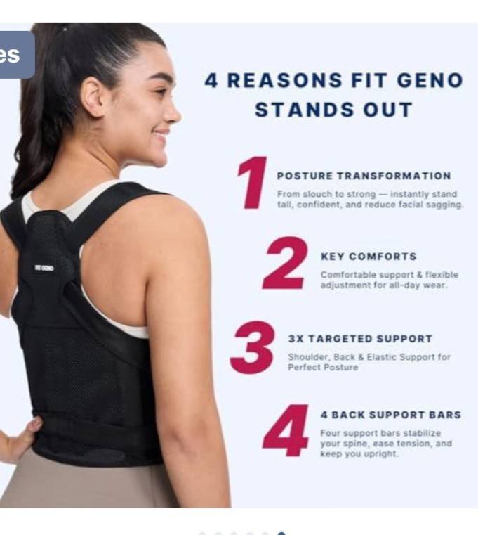 Back Brace & Posture Corrector Black/Red Unisex for Back Stabilization