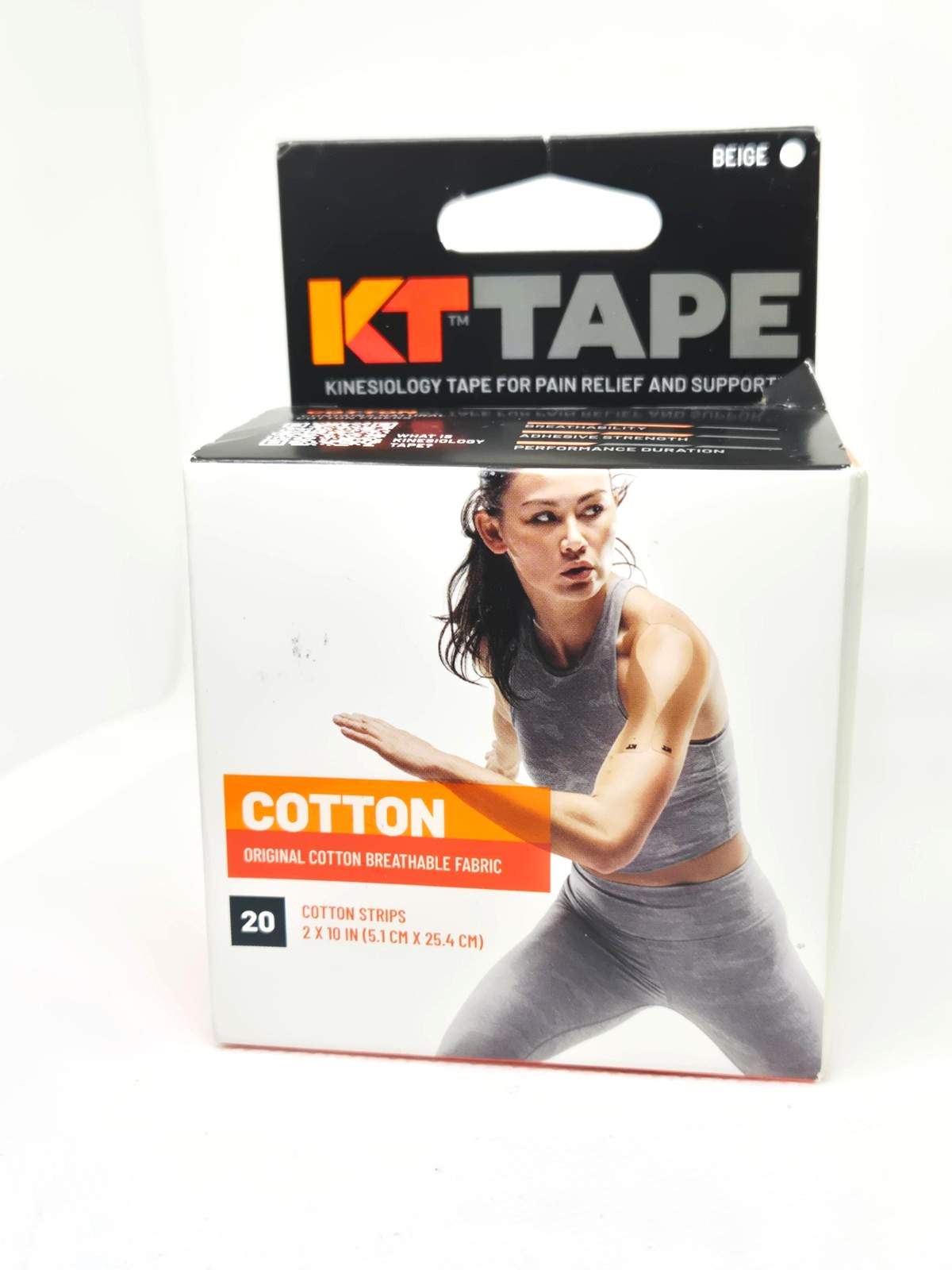 NIB KT Tape Kinesiology Original Cotton Breathable Fabric 20 Strips 2×10″ Beige
