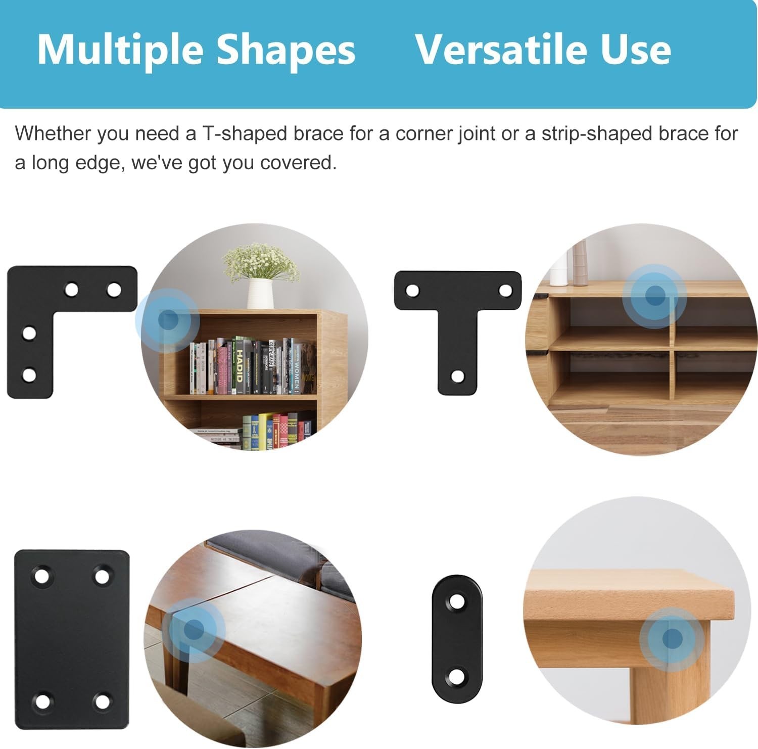 Easy Install 22-Piece Stainless Steel Bracket Set – T/L/Square/Strip Designs