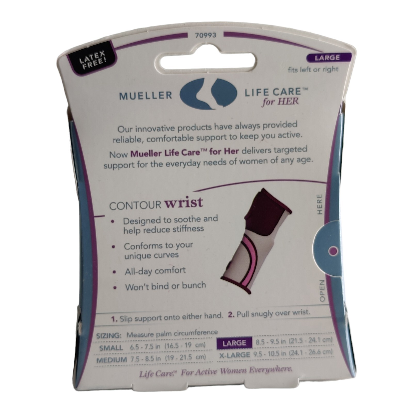 Mueller Life Care For Her Contour Wrist Brace Moderate Support Size L