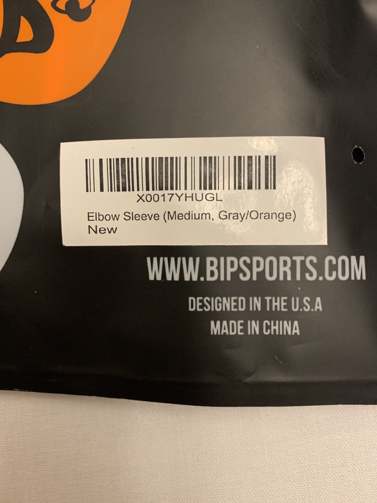 BIP Sports Infinite Collection Elbow Sleeve New Medium Gray/Orange #BIPE0720