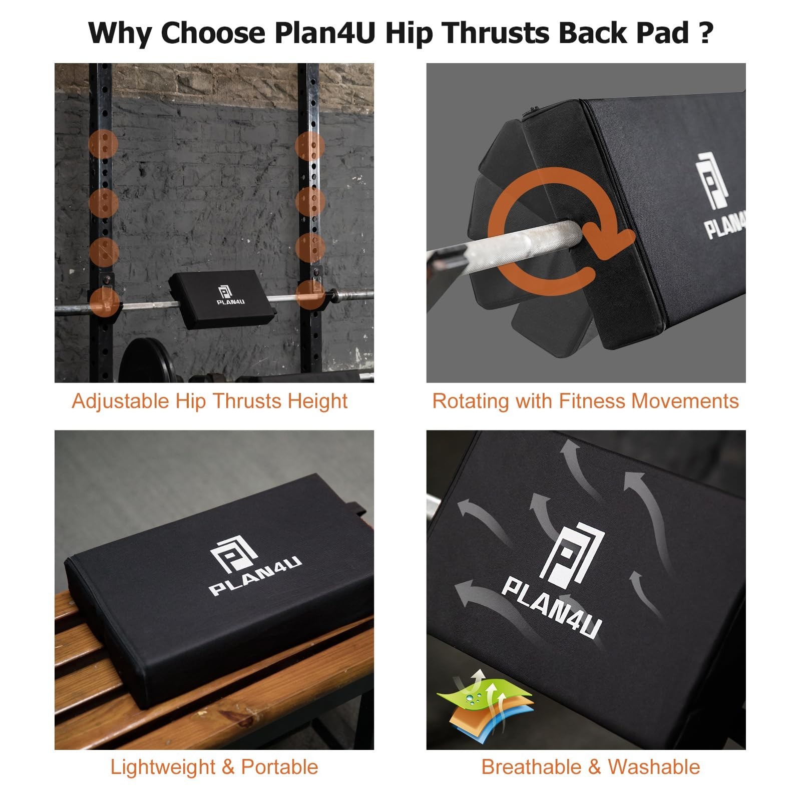 Hip Thrust Back Pad for Squat Rack & Barbell – Versatile Workout Support Pad