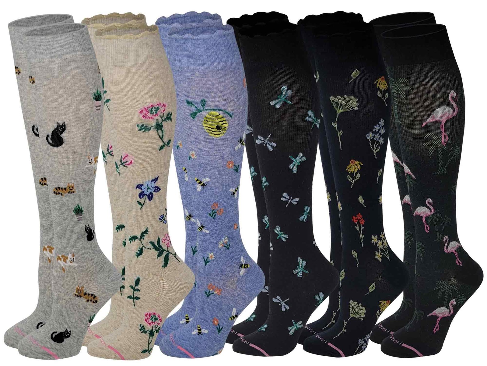 Womens Compression Socks Therapeutic Graduated Pack of 6 Pairs Assorted F