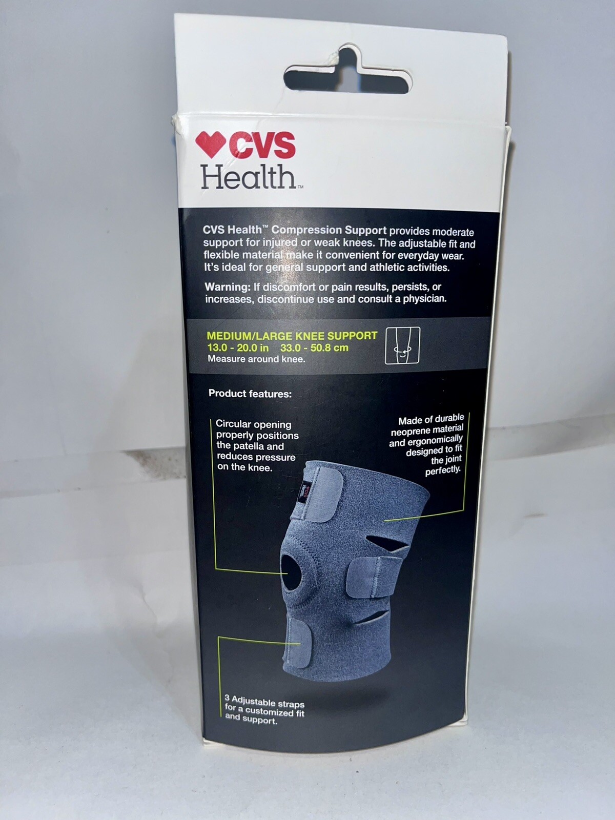 CVS Health Compression Knee Support Breathable Material Size Med/Lg
