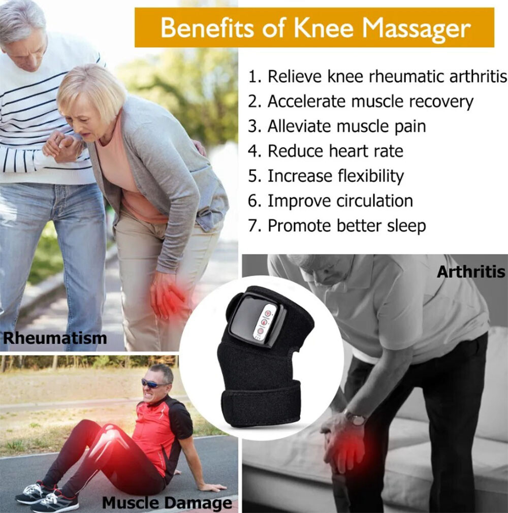 Rechargeable Electric Heated Knee Shoulder Brace Wrap Vibration Massager Relief