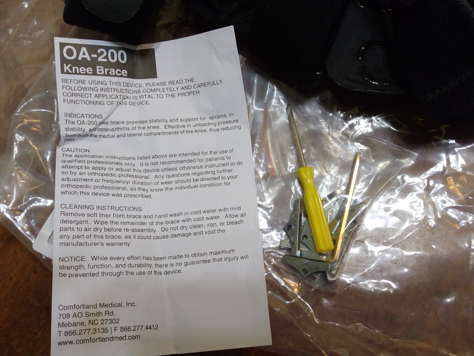 2 Comfortland OA-200-L OA-200-R Knee Brace Left & Right (Pair) With Tools & Bag