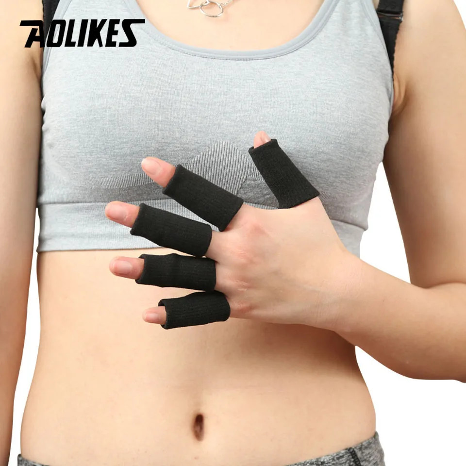 AOLIKES 10PCS Lot Elastic Finger Sleeves Basketball Sports Safety Thumb Brace