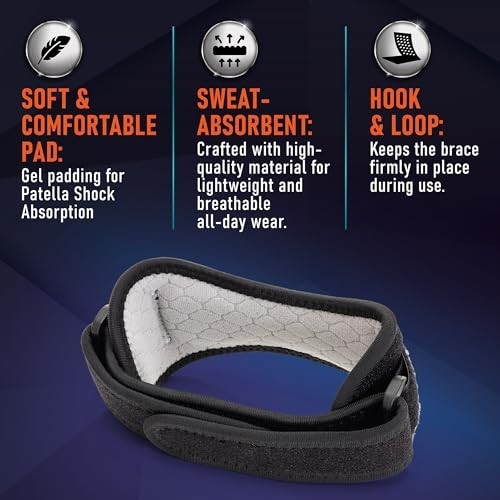 PhysFlex 2 Pack Patella Knee Brace Adjustable Strap Knee Support Blue