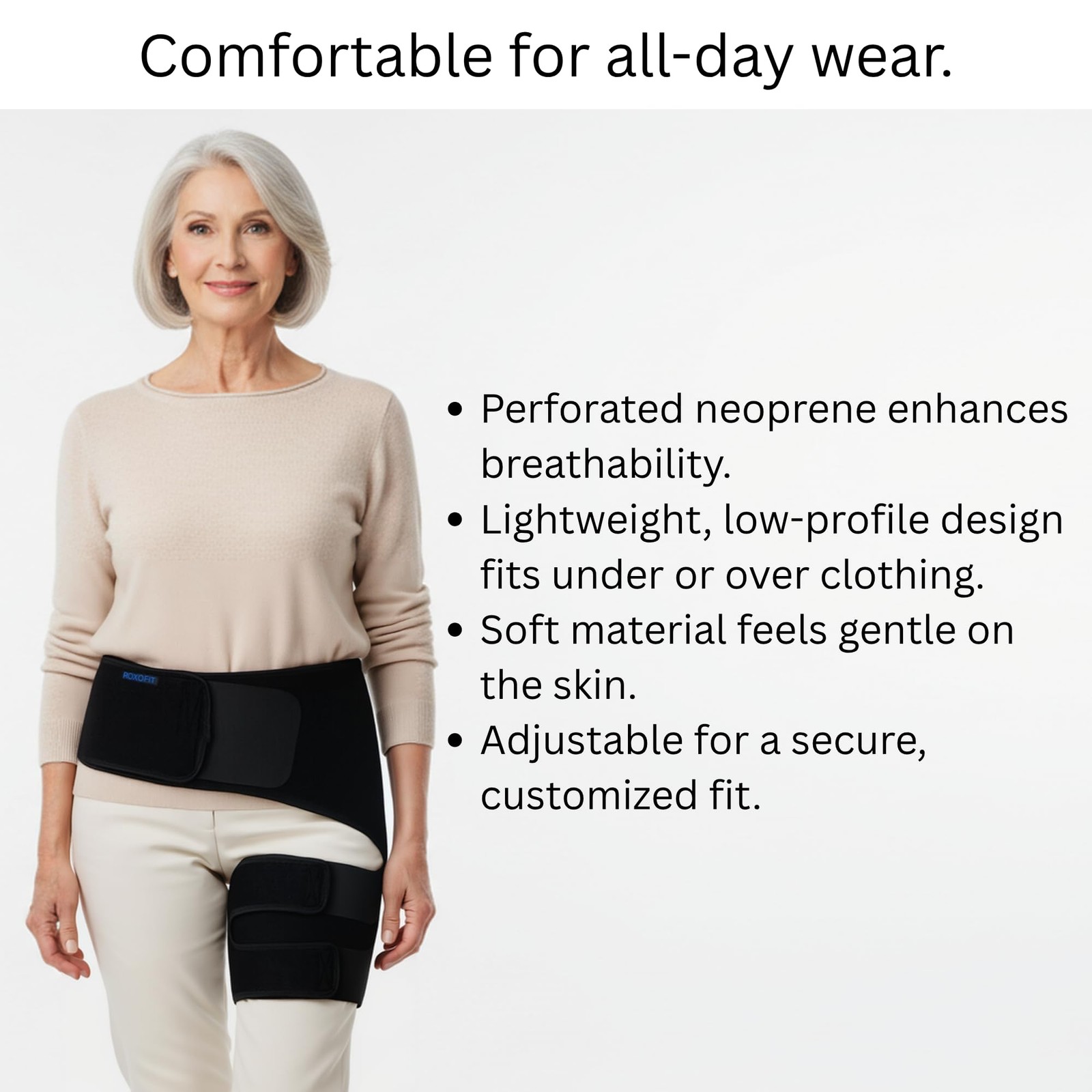 Hip Brace for Women, Men – Sciatica – Groin Pull One Size, Black