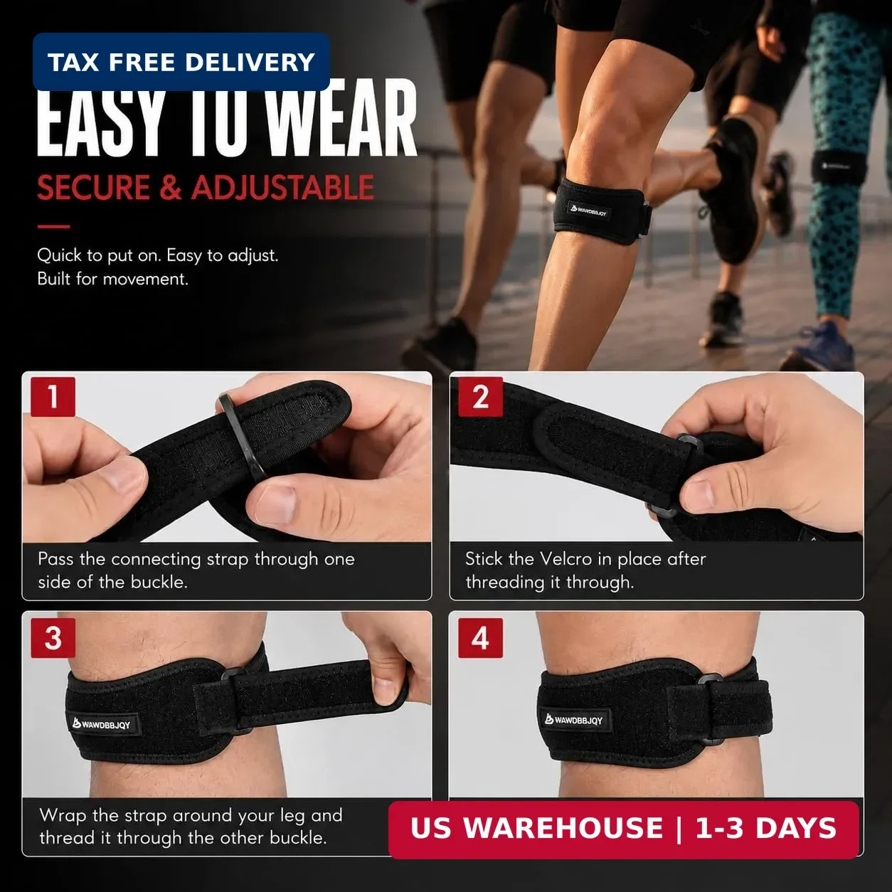 2 pc,Patellar Tendon Support Strap for Knee Pain Relief | Adjustable, Knee Strap