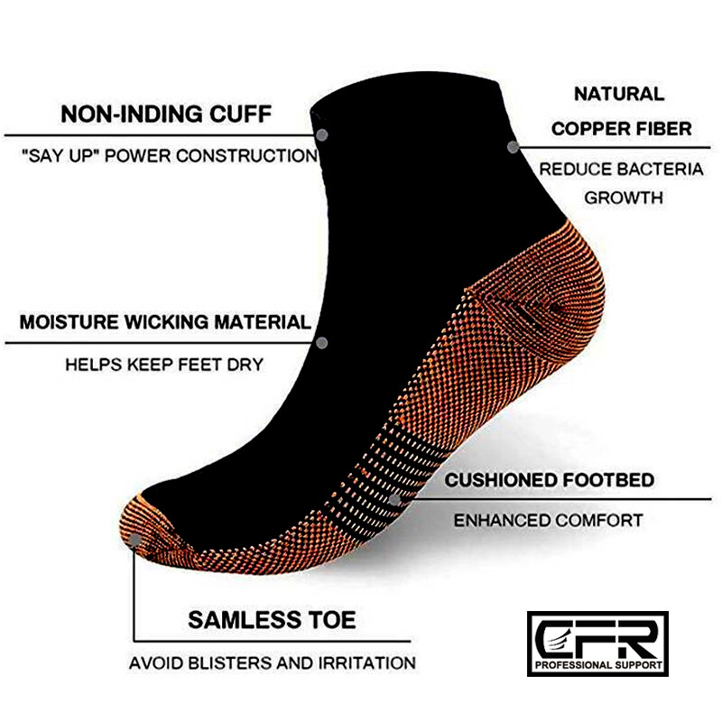 US Copper Compression Socks Arch Ankle Sport Support Plantar Fasciitis Men Women