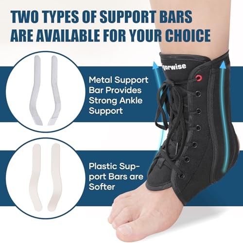 Ankle Brace for Sprained Ankle, Black Lace up Ankle Brace, Large Dark Black