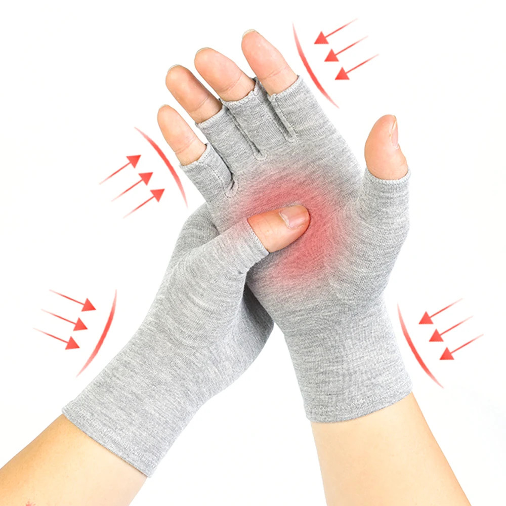 2 Pair Bamboo Gloves Compression Arthritis Glove Wrist Support Joint Pain Relief