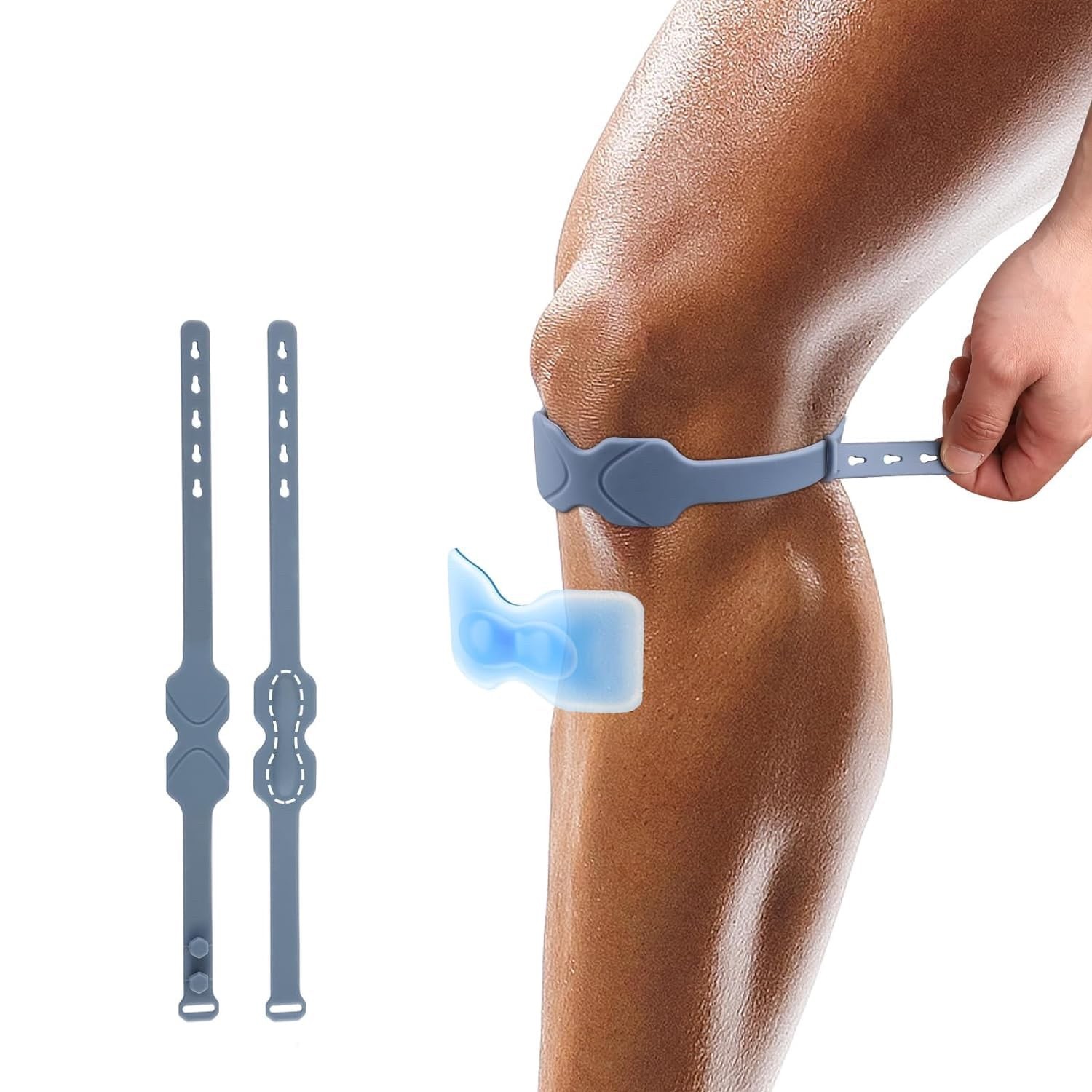 Knee Patellar Tendon Support Strap Adjustable Knee Brace Men & Women 2 Pk BLUE