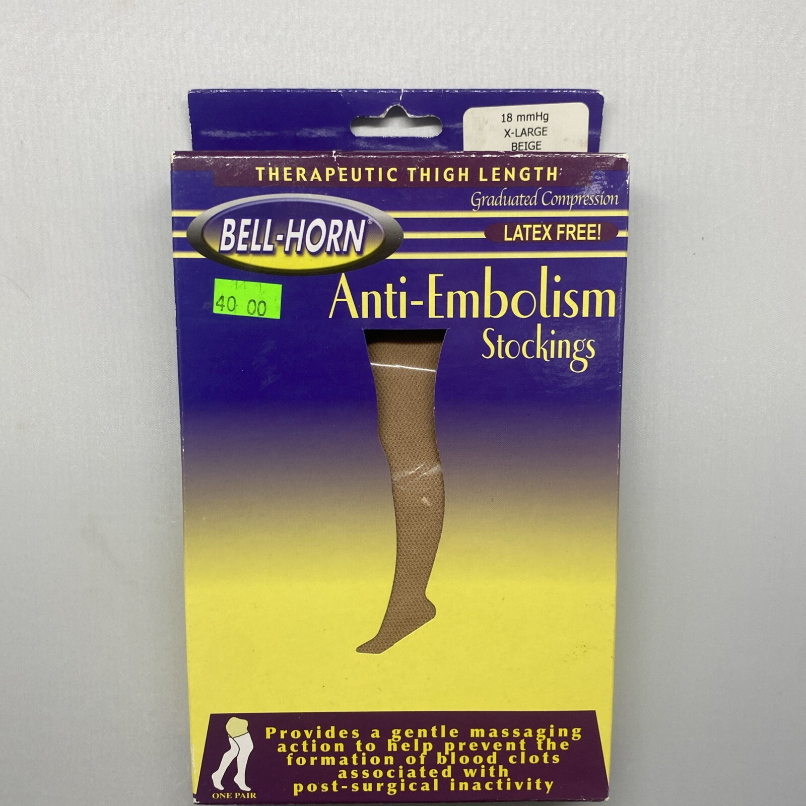 BELL-HORN ANTI-EMBOLISM THIGH HIGH CT 18mmHg XL/REG BEIGE OPEN TOE