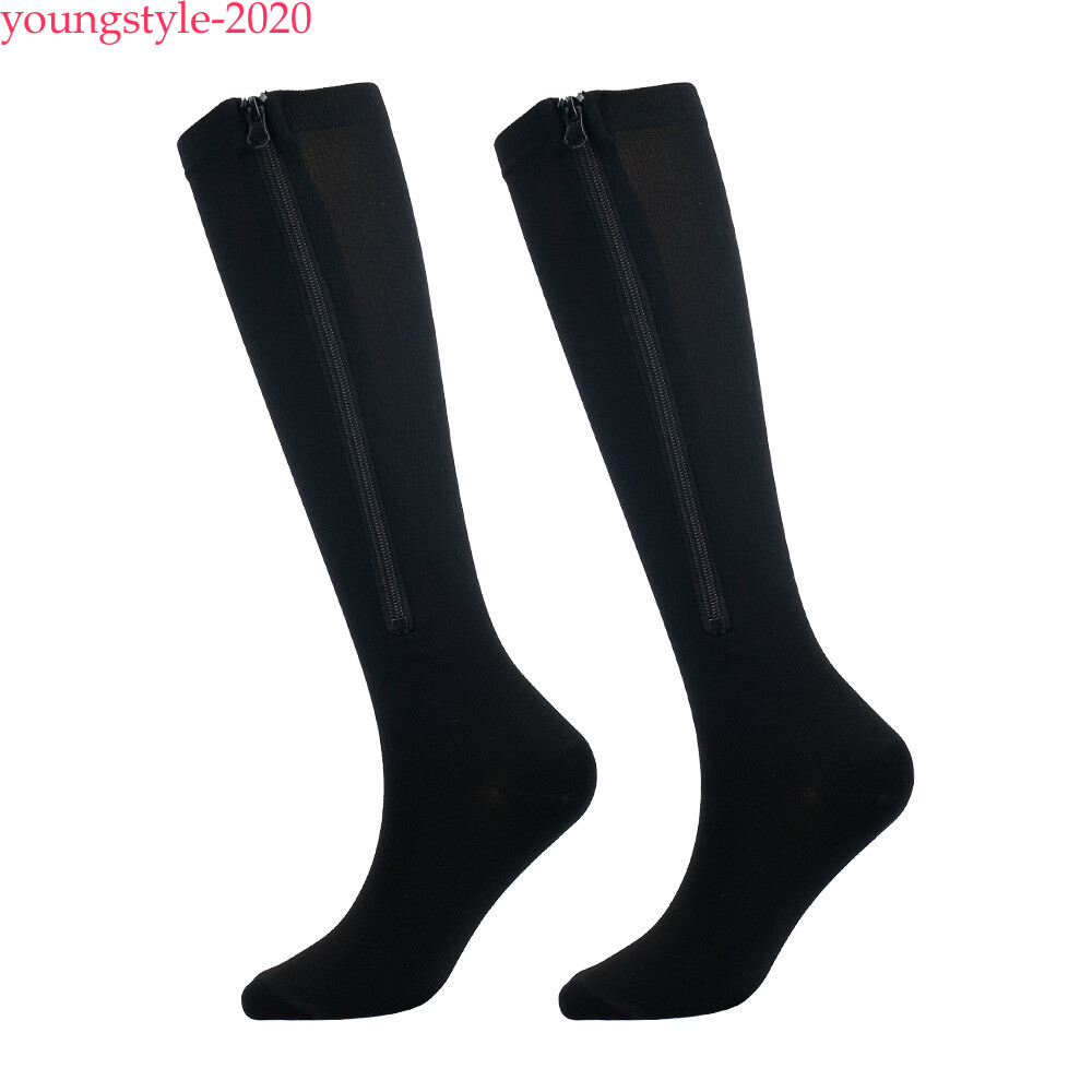 Zip-Up Compression Socks 20-30 mmHg Knee-High Unisex Leg Calf Support Stockings