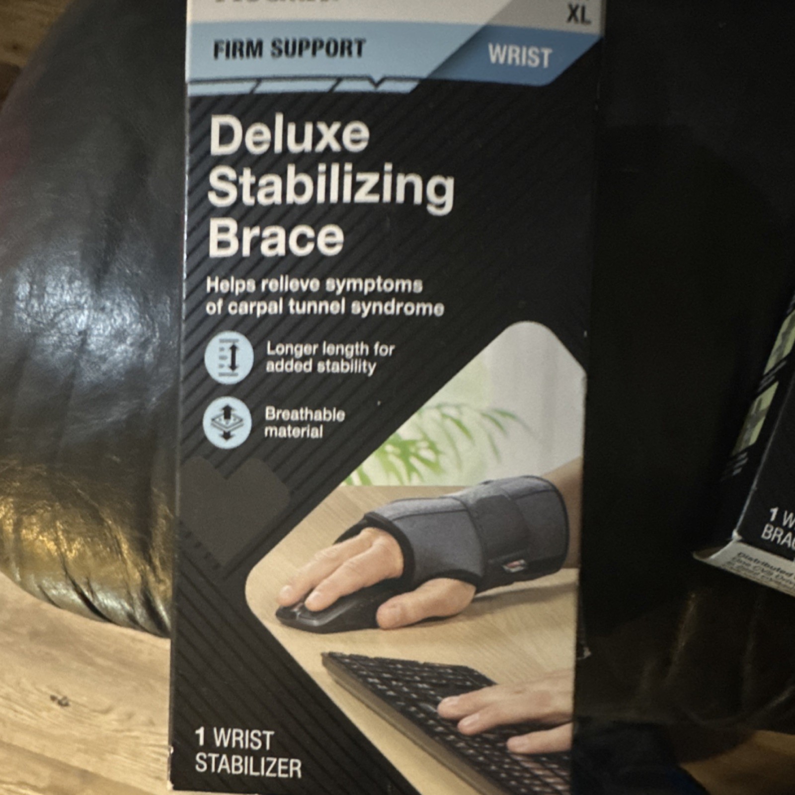CVS Health Deluxe Stabilizing Wrist Brace XL Black Breathable Adjustable