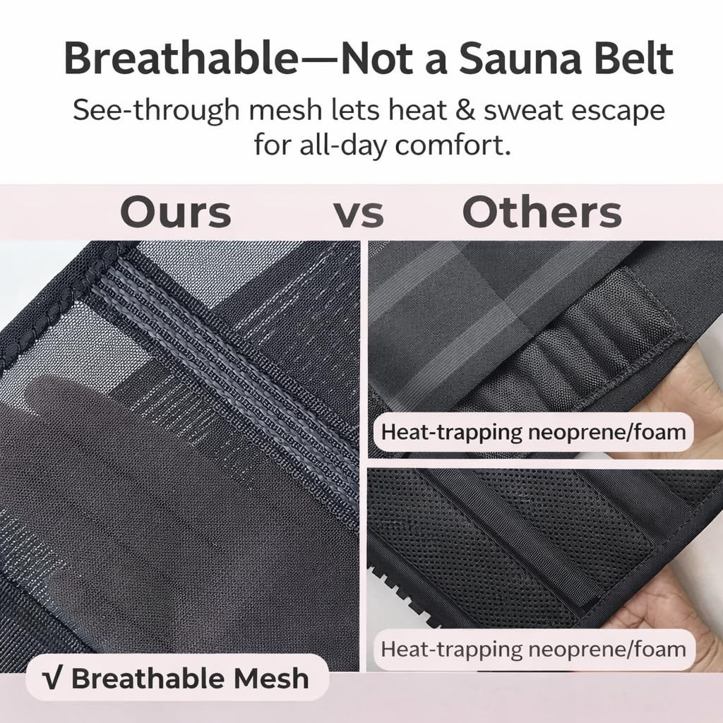 Ultra Breathable Thin Back Brace Lightweight Adjustable Lumbar Belt Sciatica