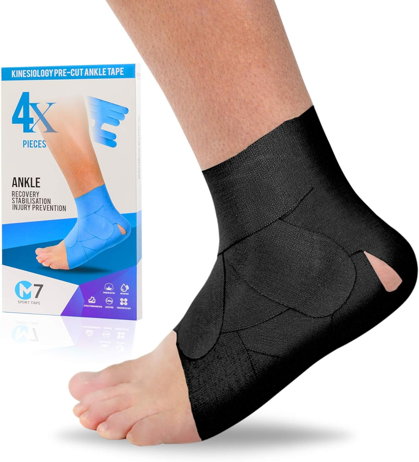 M7 Sport Kinesiology Tape for Ankle Sprain and Stability, Kt Tape for Ankle, Pai