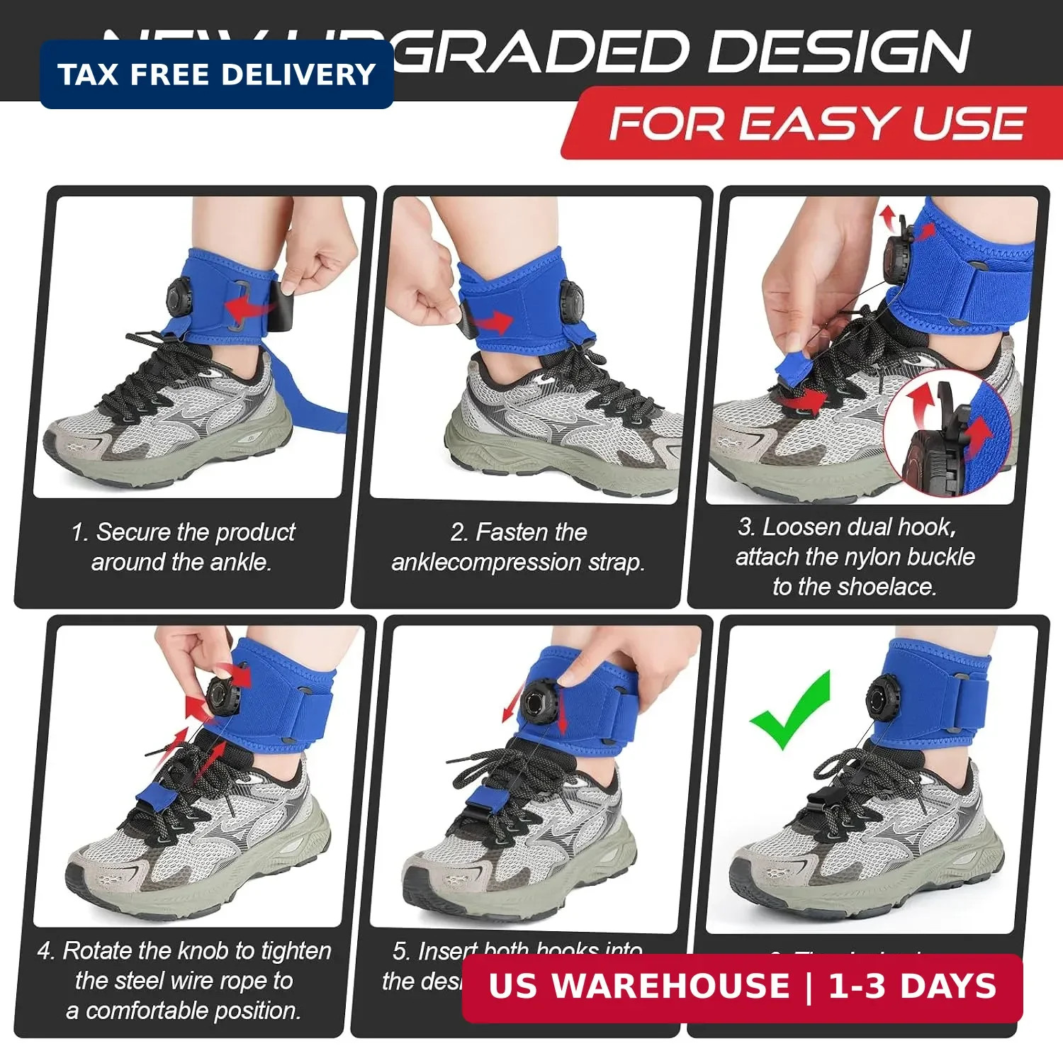 AFO Foot Drop Brace for Walking with Shoes, Upgraded Knob & Steel Wire, Longer S