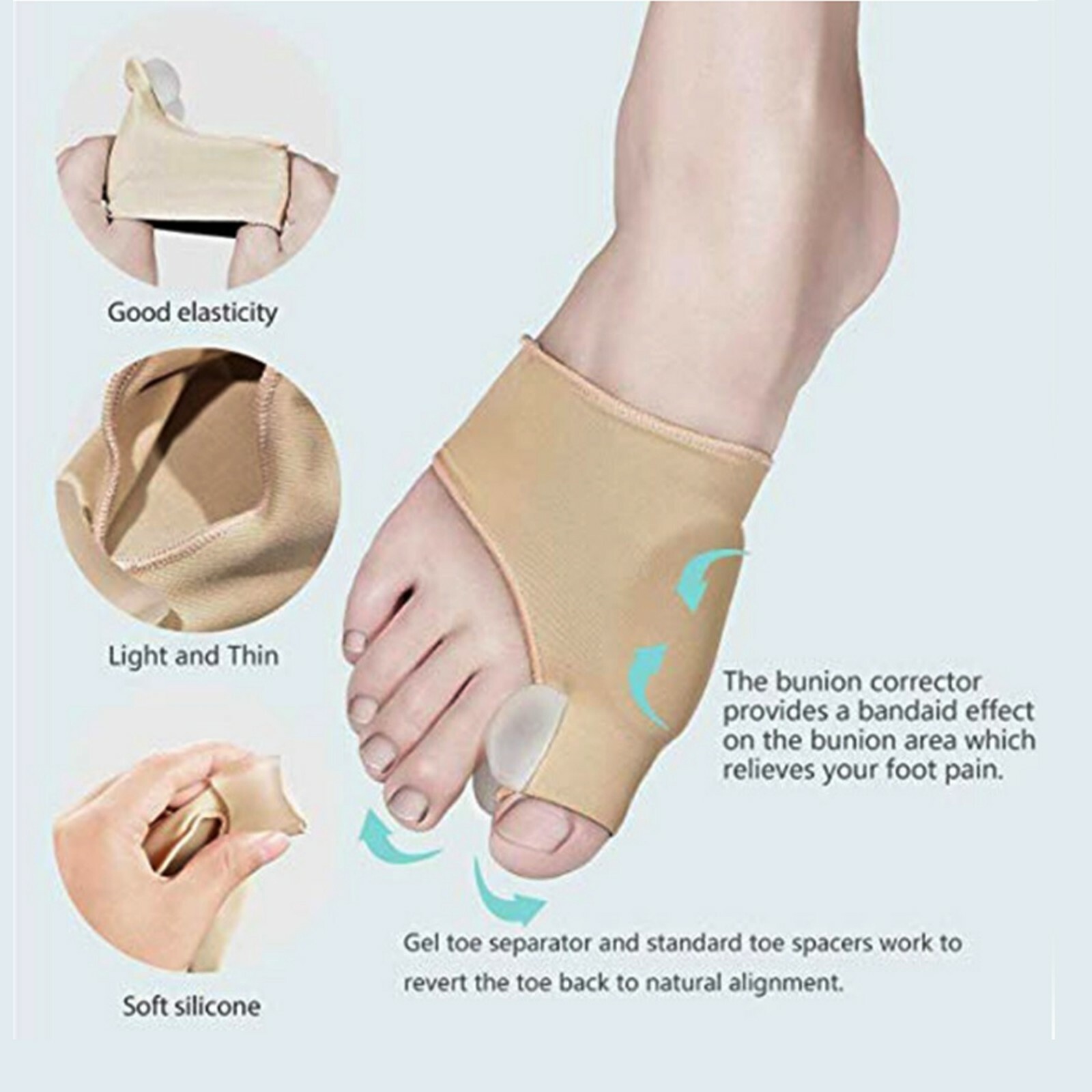 AdorePro Big Toe Separator Bunion Corrector Splint Straightener Foot Pain Relief