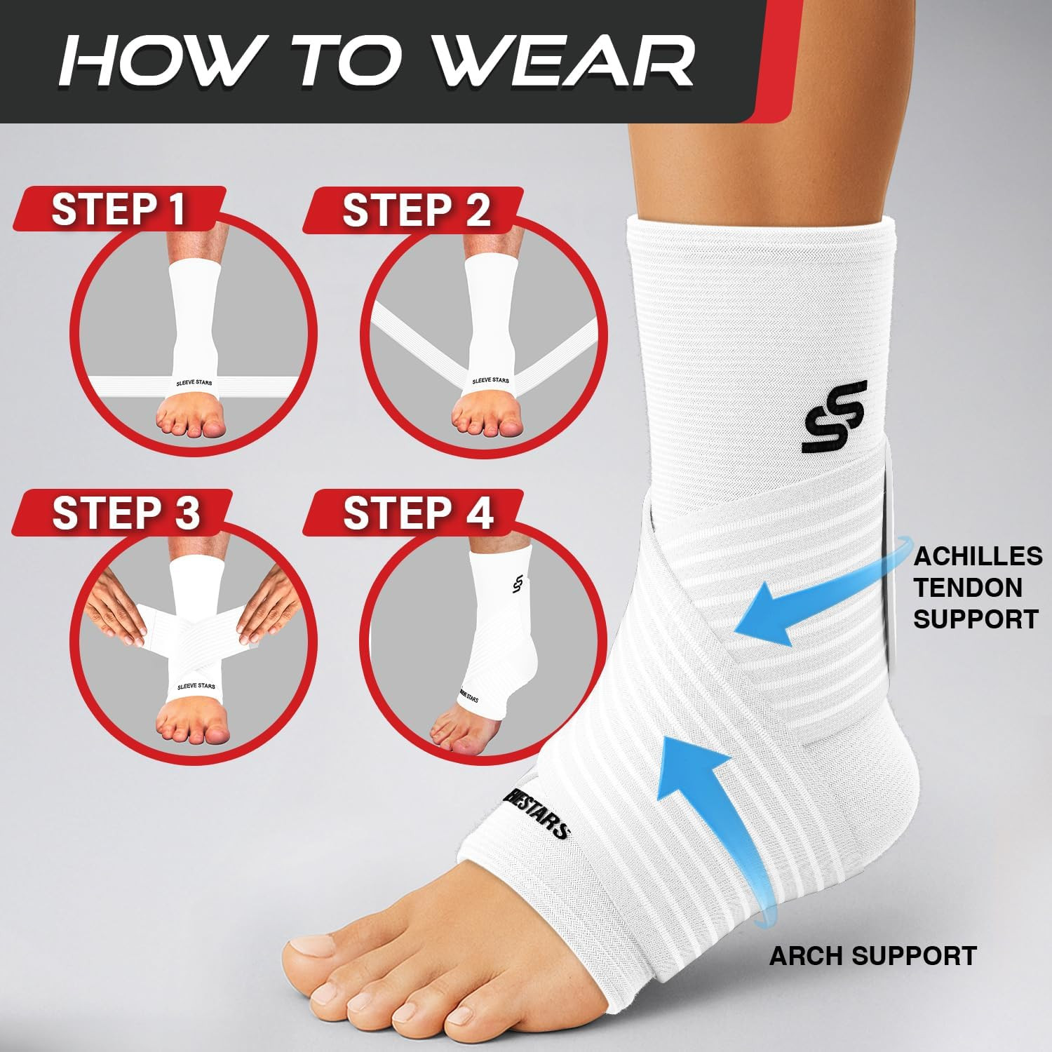 Sleeve Stars Ankle Brace for Women & Men, Ankle Wrap for Sprained Ankle, Compres