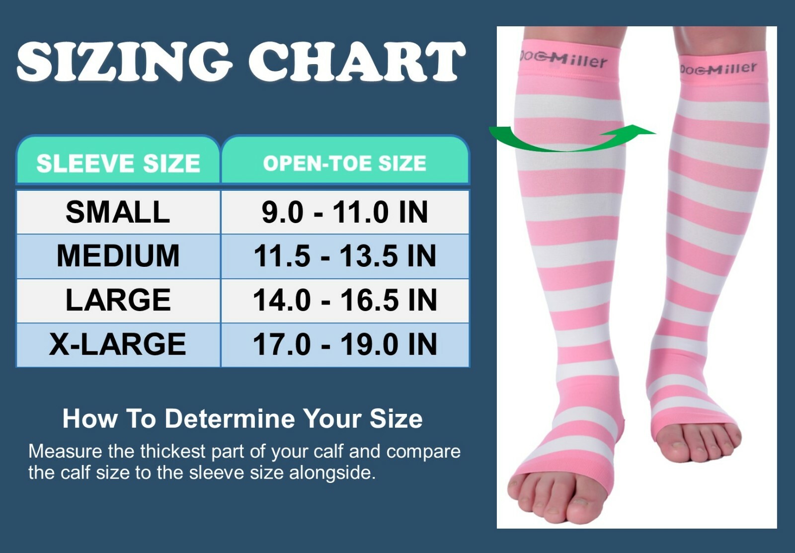 Doc Miller Open Toe Socks Compression Socks 15-20 mmHg Recovery Varicose Veins