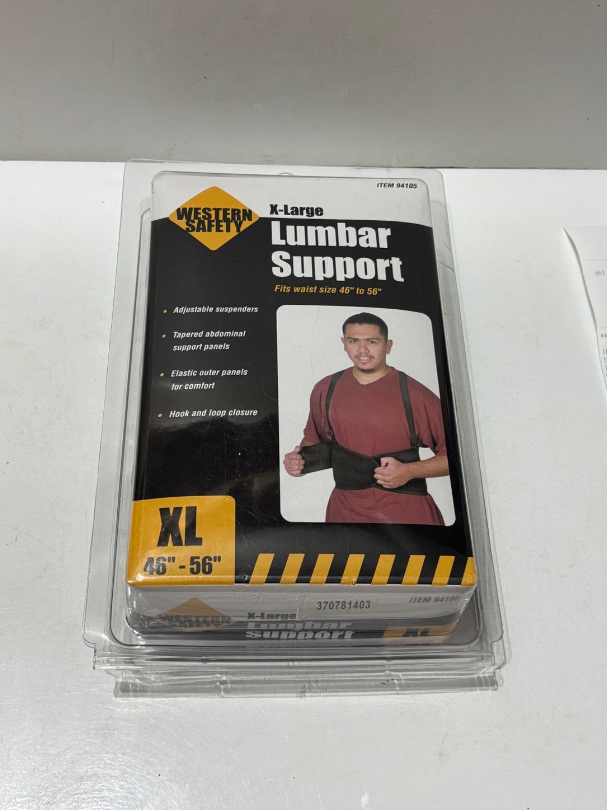 Western Safety Lumbar Support Posture Back Support Belt Size XL 46”-56” New