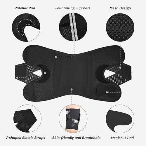 Knee Brace with Side Stabilizers for Knee Pain, Adjustable Knee Support for Meni