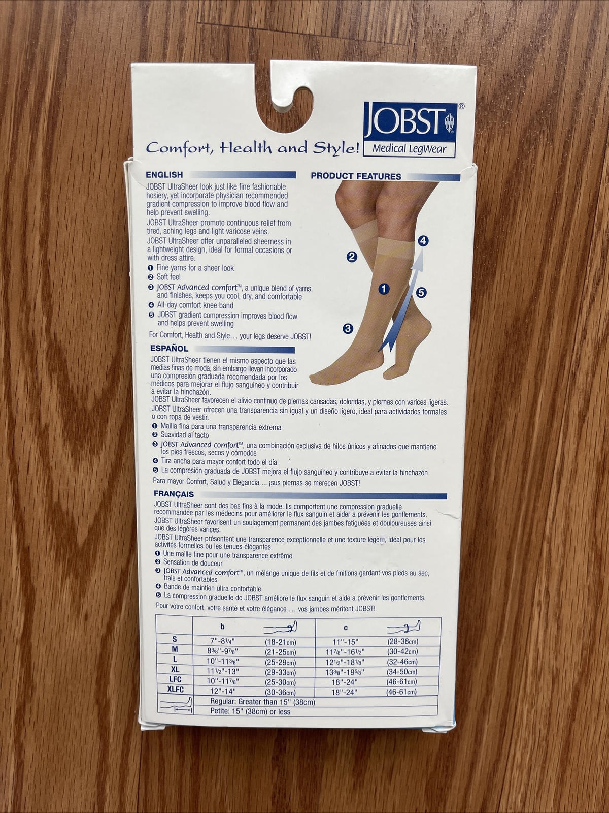Jobst Womens Ultrasheer Compression Knee Closed Stockings 15-20 mmhg Navy Medica