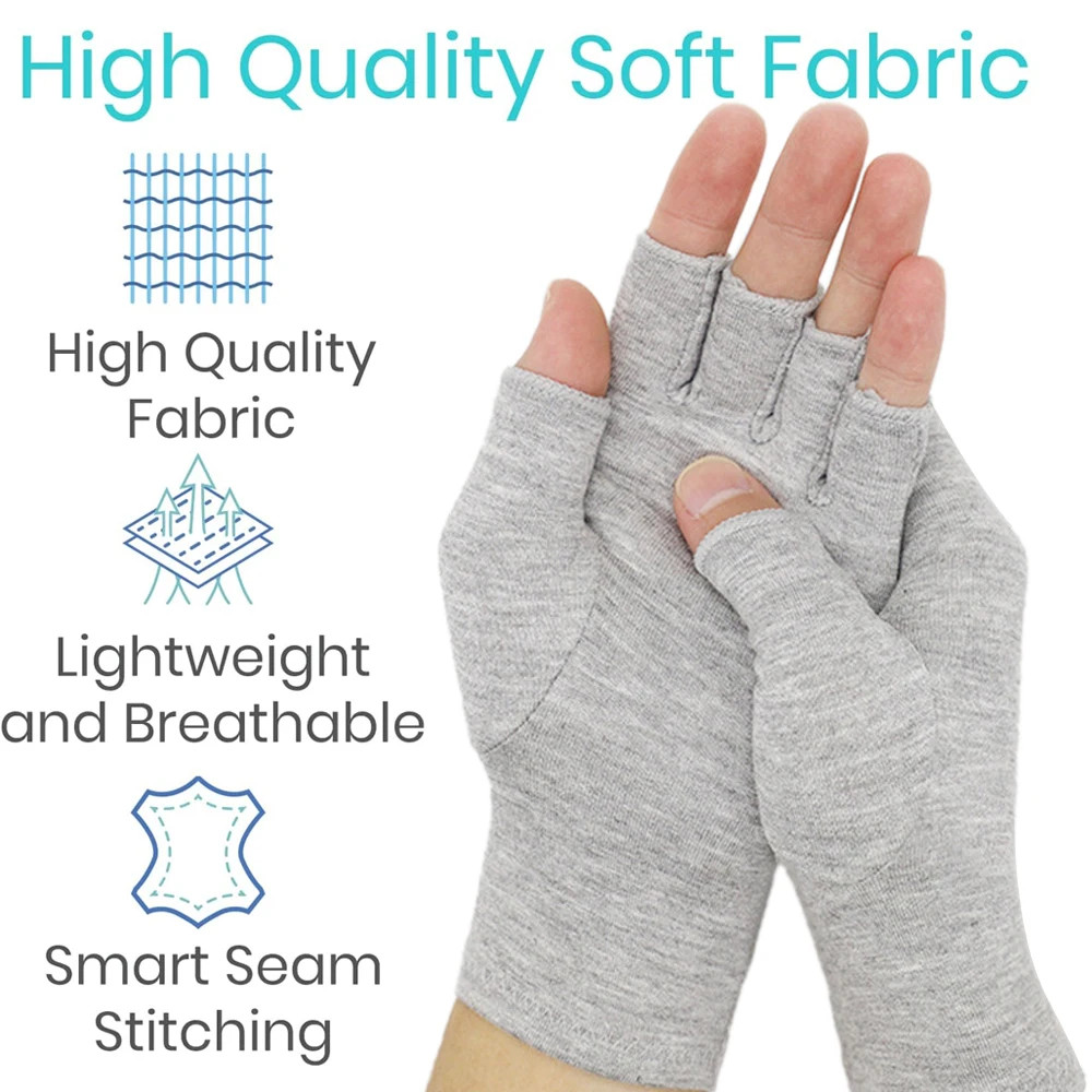 2 Pair Bamboo Gloves Compression Arthritis Glove Wrist Support Joint Pain Relief