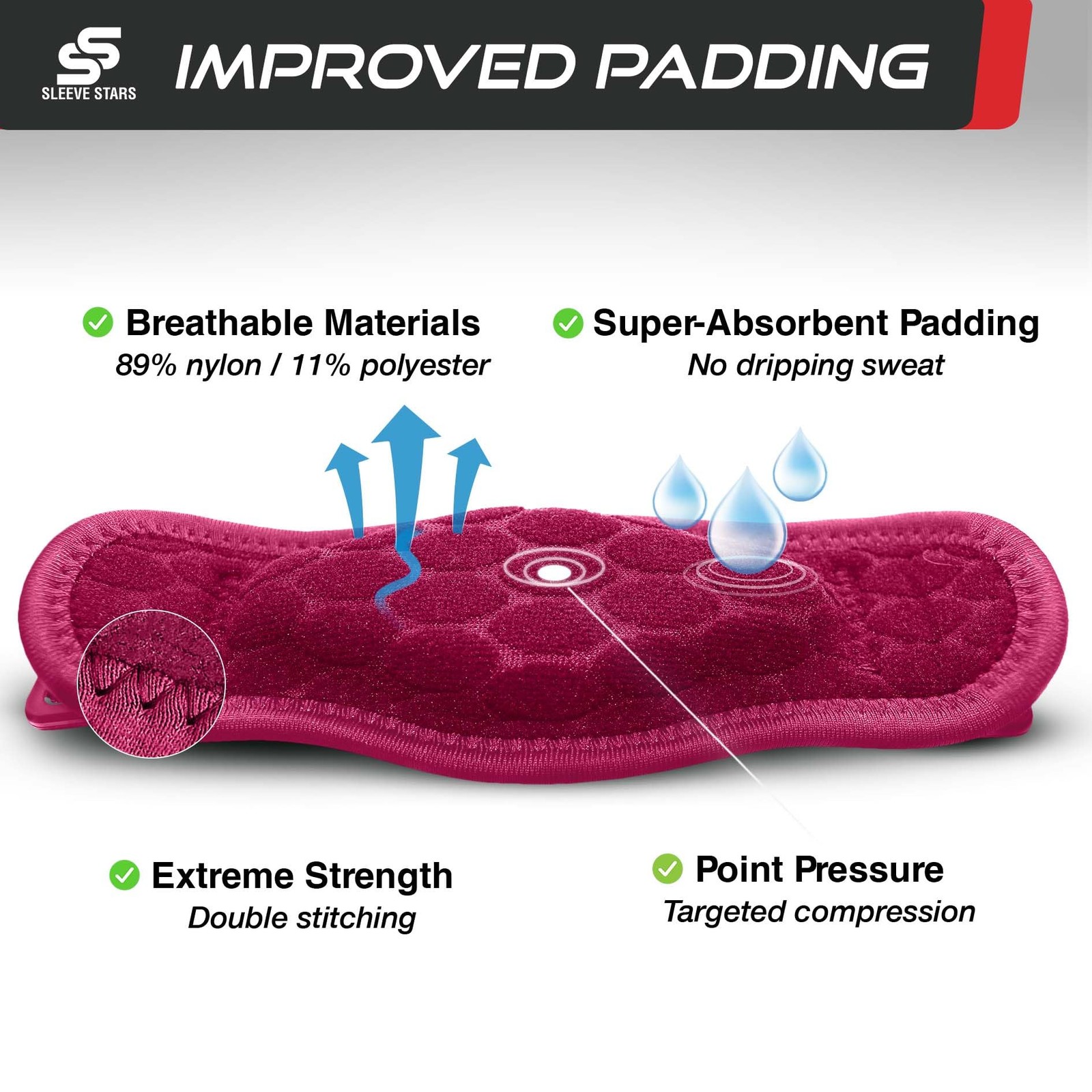 Sleeve Stars Tennis Elbow Brace for Women – Adjustable One Size, Hot Pink