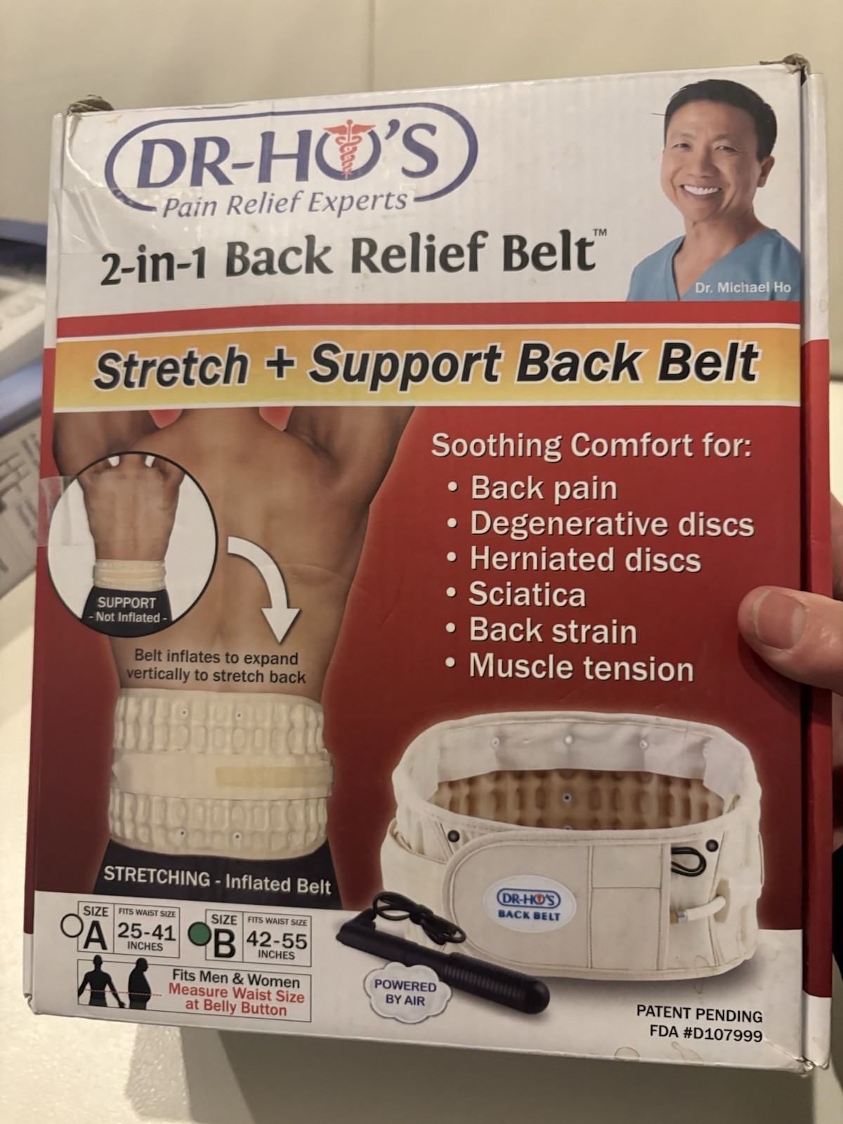 DR-HO’S 2-in-1 Back Relief Belt for Lower Back Pain Relief & Lumbar Support