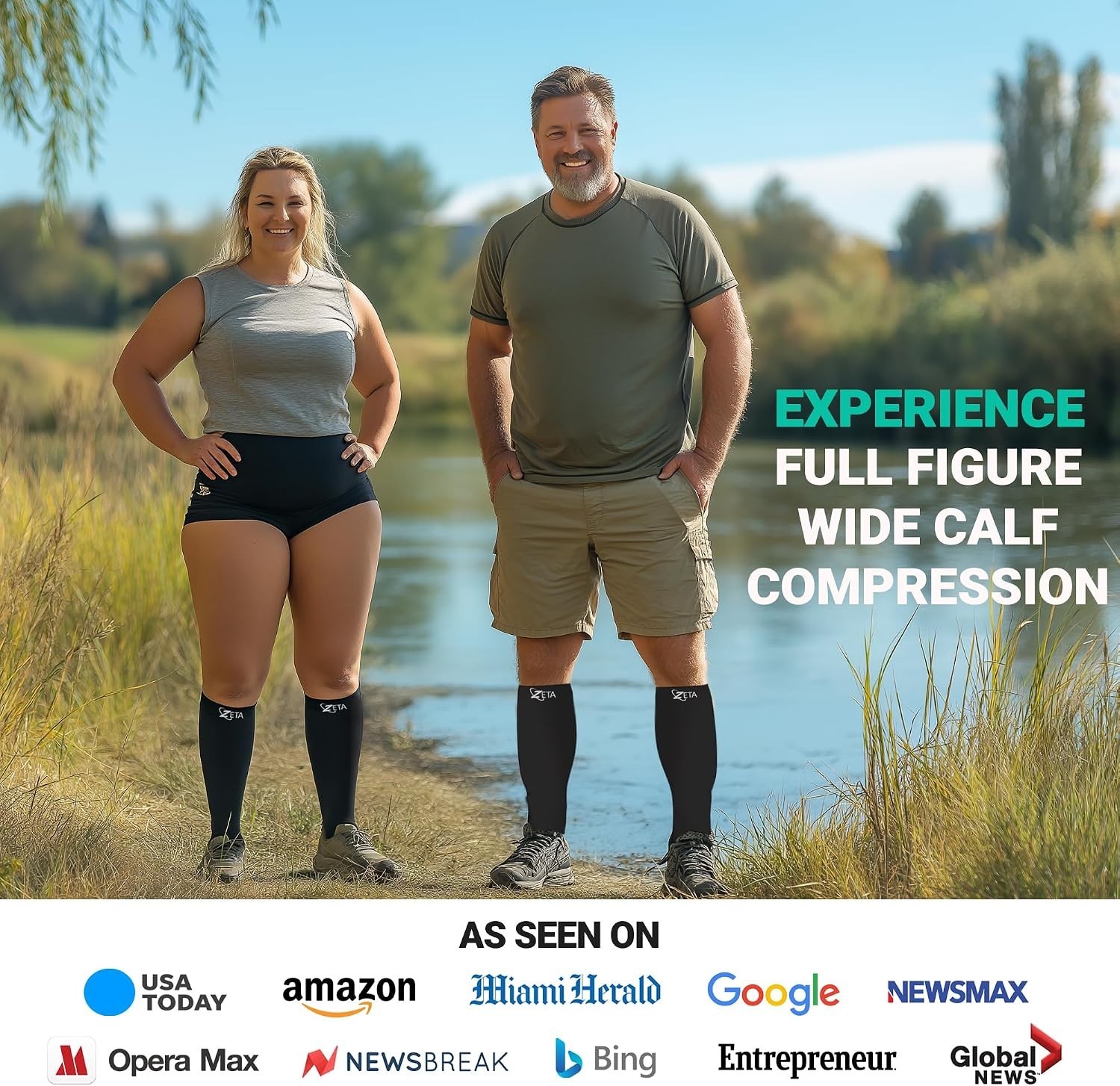 Footless Calf Compression Sleeves – Ideal for Big Calves (2XL-6XL), 15-19 mmHg