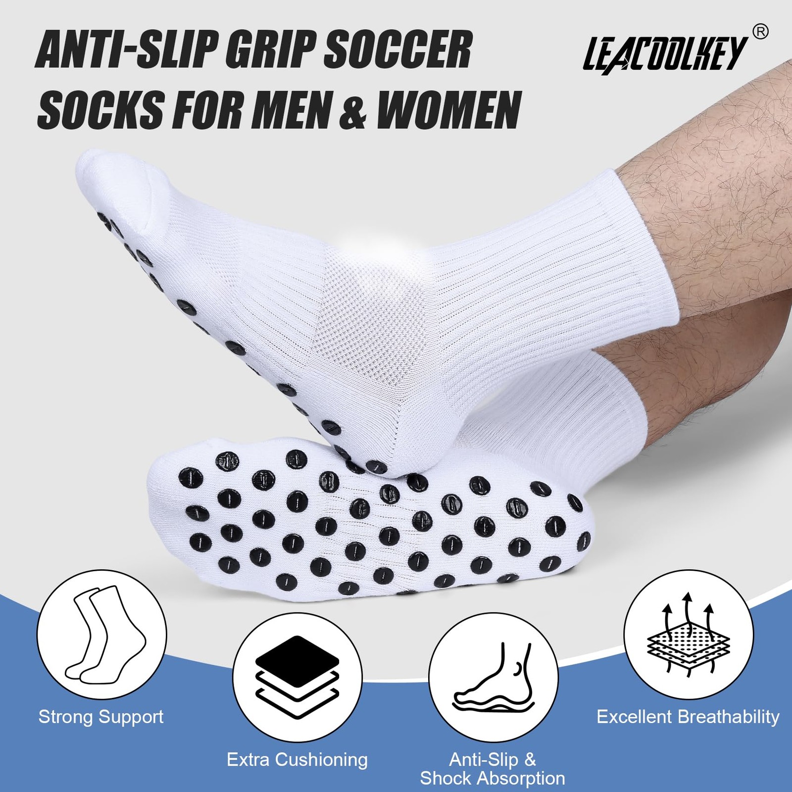 Grip Soccer Socks and Compression Leg Sleeves and Arm Sleeves Combo Set for A…