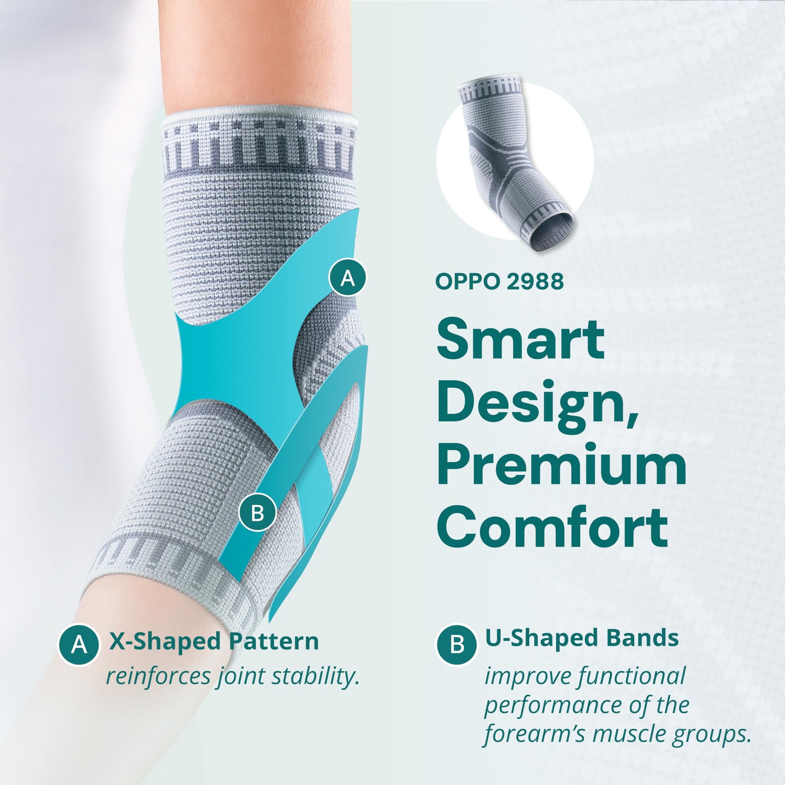 OPPO 2988 ACCUTEX Elbow Compression Sleeve – for Tendonitis, Large, Gray