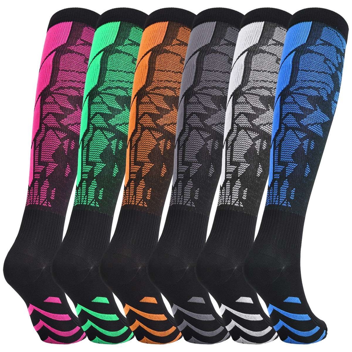 6Pairs Compression Socks Stocking Women Men Knee High Graduated Support S/M-L/XL