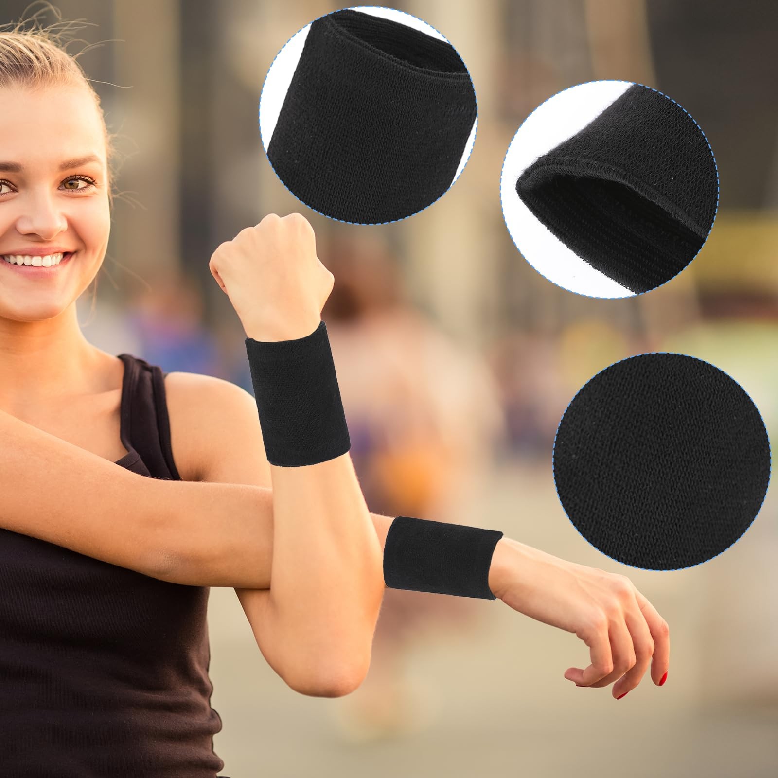 2 Pairs Wrist Compression Sleeve, Nylon Wristbands Brace for Large, black
