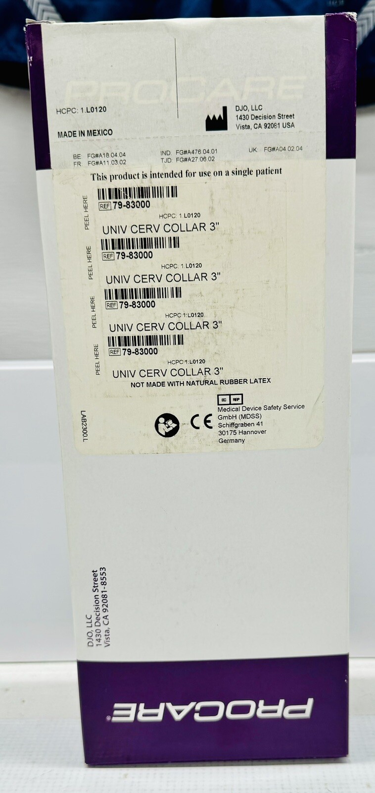 PROCARE 79-83000 Universal Cervical Collar 3″ White/Gray – NEW!!!