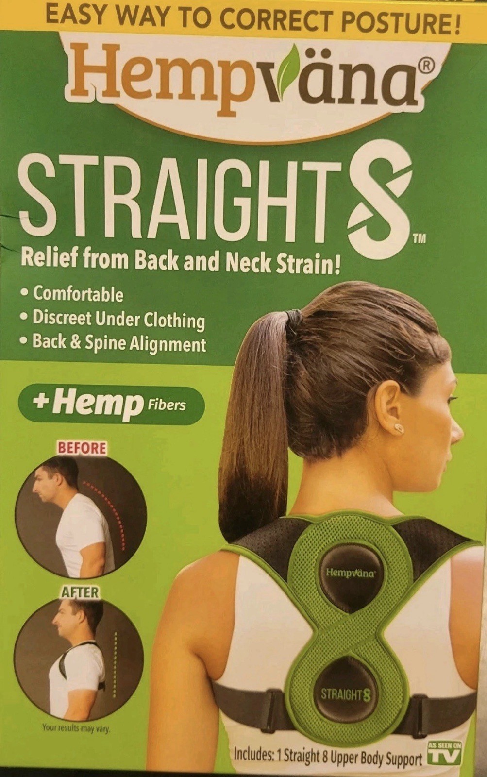 Hempvana Straight8 Fully Adjustable Posture Corrector – New No Box