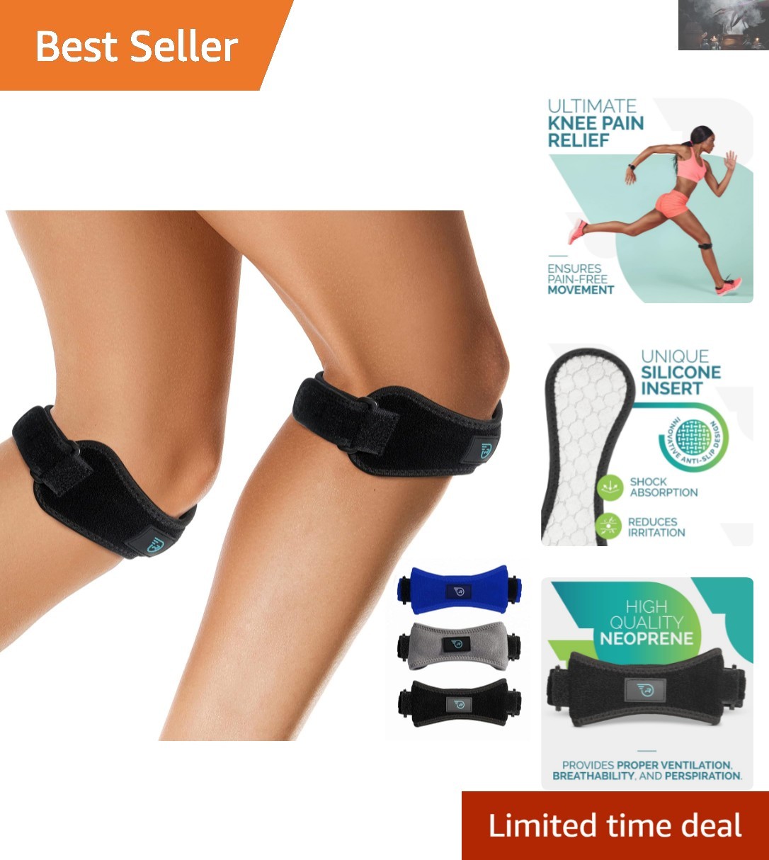 Ultimate Knee Pain Relief – Adjustable Brace for Basketball & Running – 2 Pack