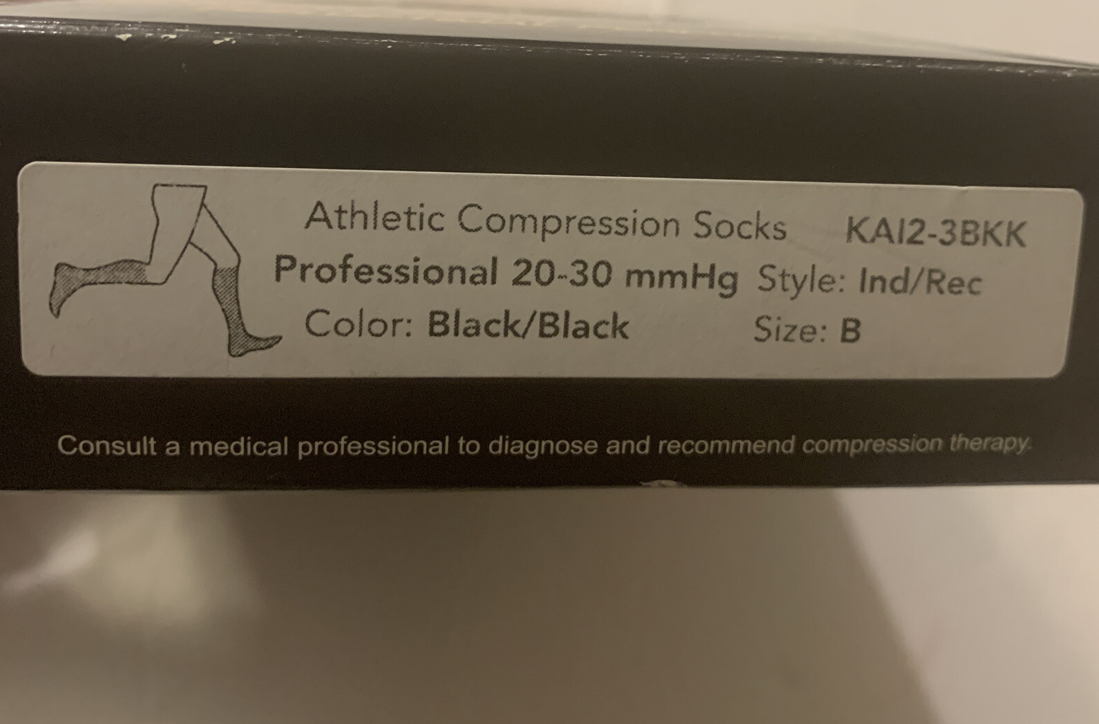 Boost Athletic Compression Socks for Men & Women (20-30mmHg) Black/Black Size B