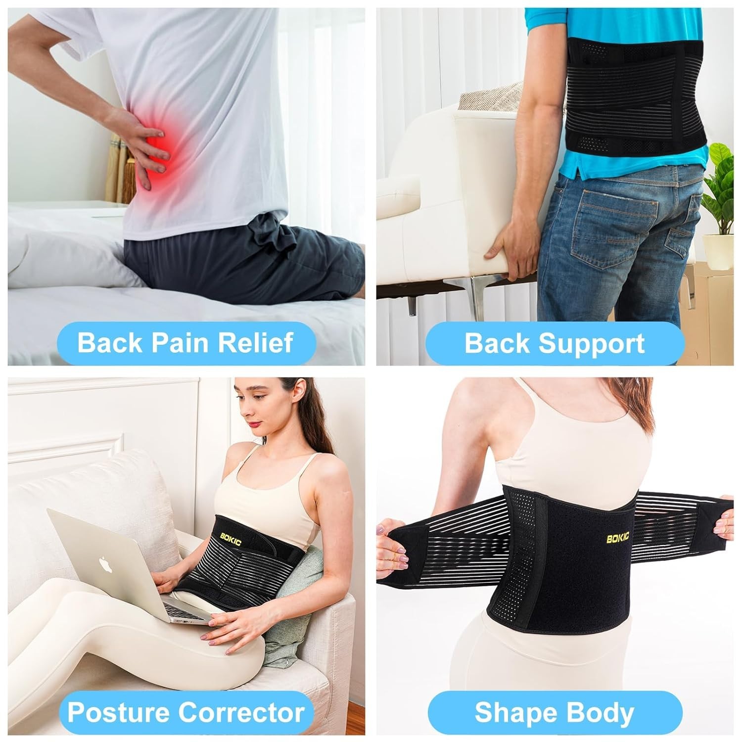 Back Brace XXXL Men Women Lumbar Support Sciatica Relief Work Lifting Black Belt