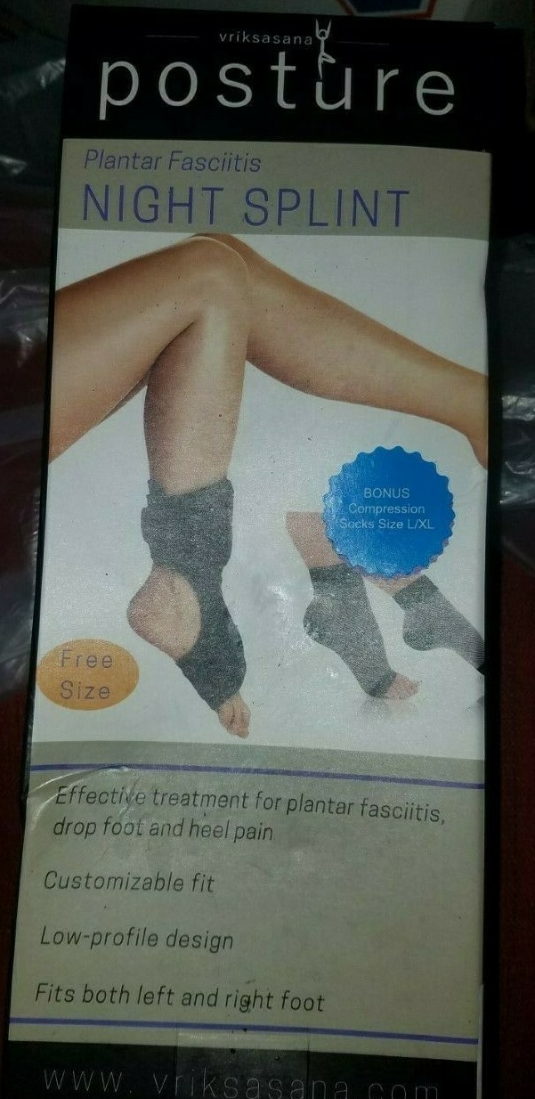 Posture Night Splint Plantar Fasciitis& Heel Pain w/Size L/XL Compression Socks